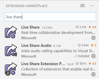 VS Live Share extensions